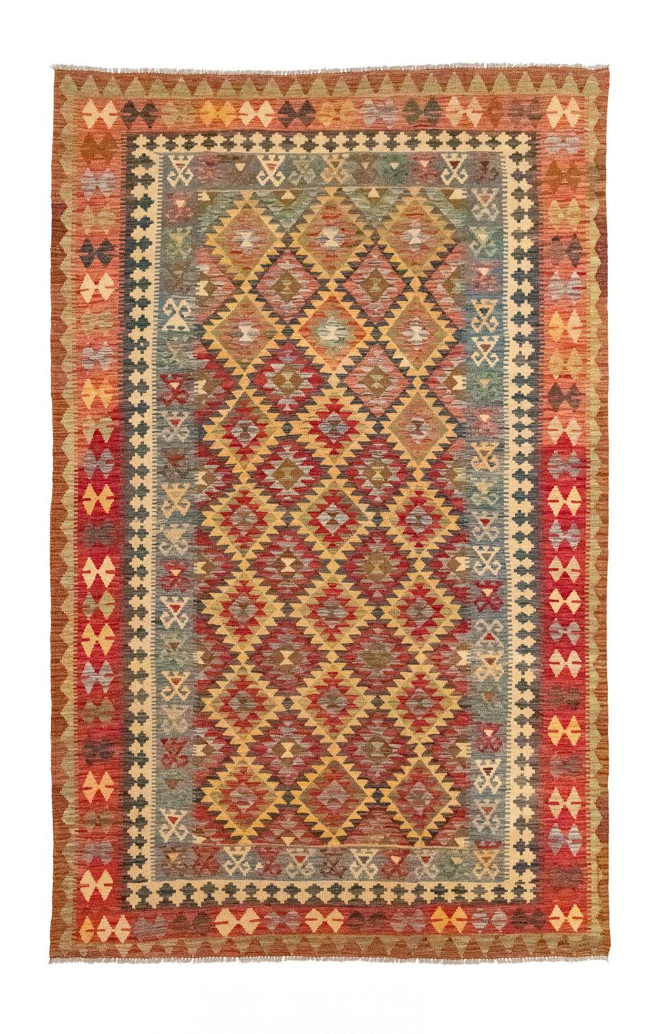Kelim-tæppe - orientalsk - 305 x 195 cm - guld