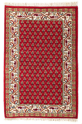 Orientalsk tæppe - Mir - Indus - 90 x 60 cm - mørkerød