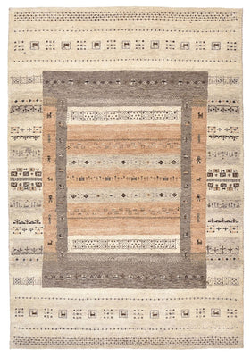 Gabbeh-tæppe - Loribaft Indus - 201 x 140 cm - mørk beige