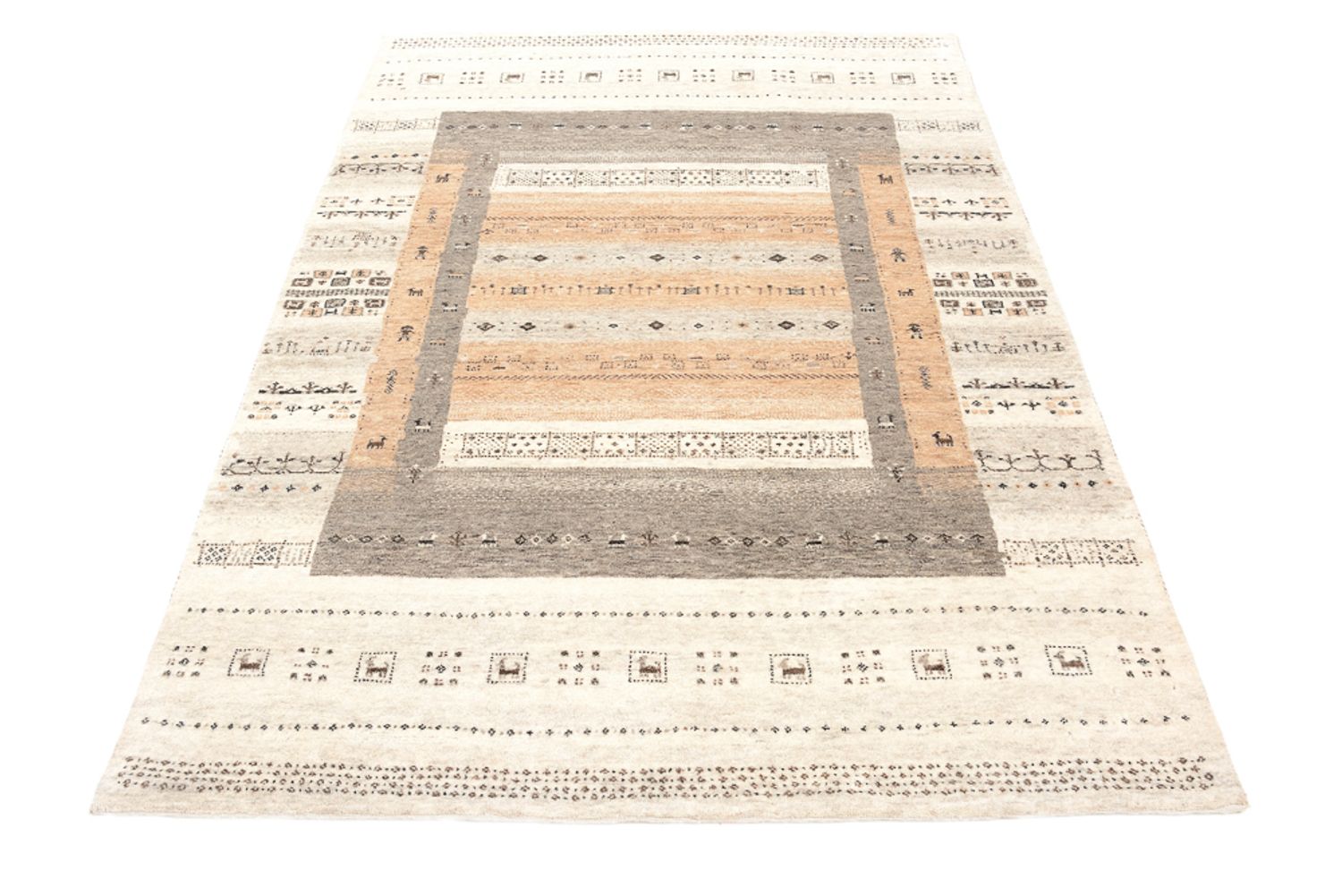 Gabbeh-tæppe - Loribaft Indus - 201 x 140 cm - mørk beige