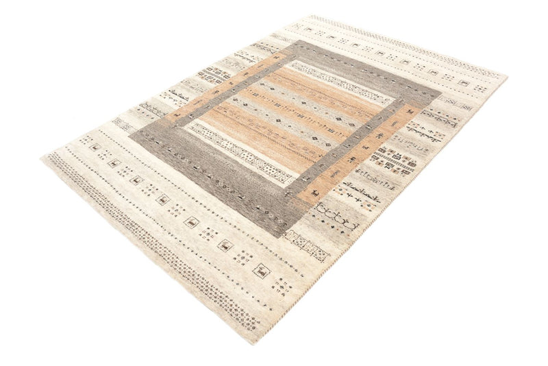Gabbeh-tæppe - Loribaft Indus - 201 x 140 cm - mørk beige