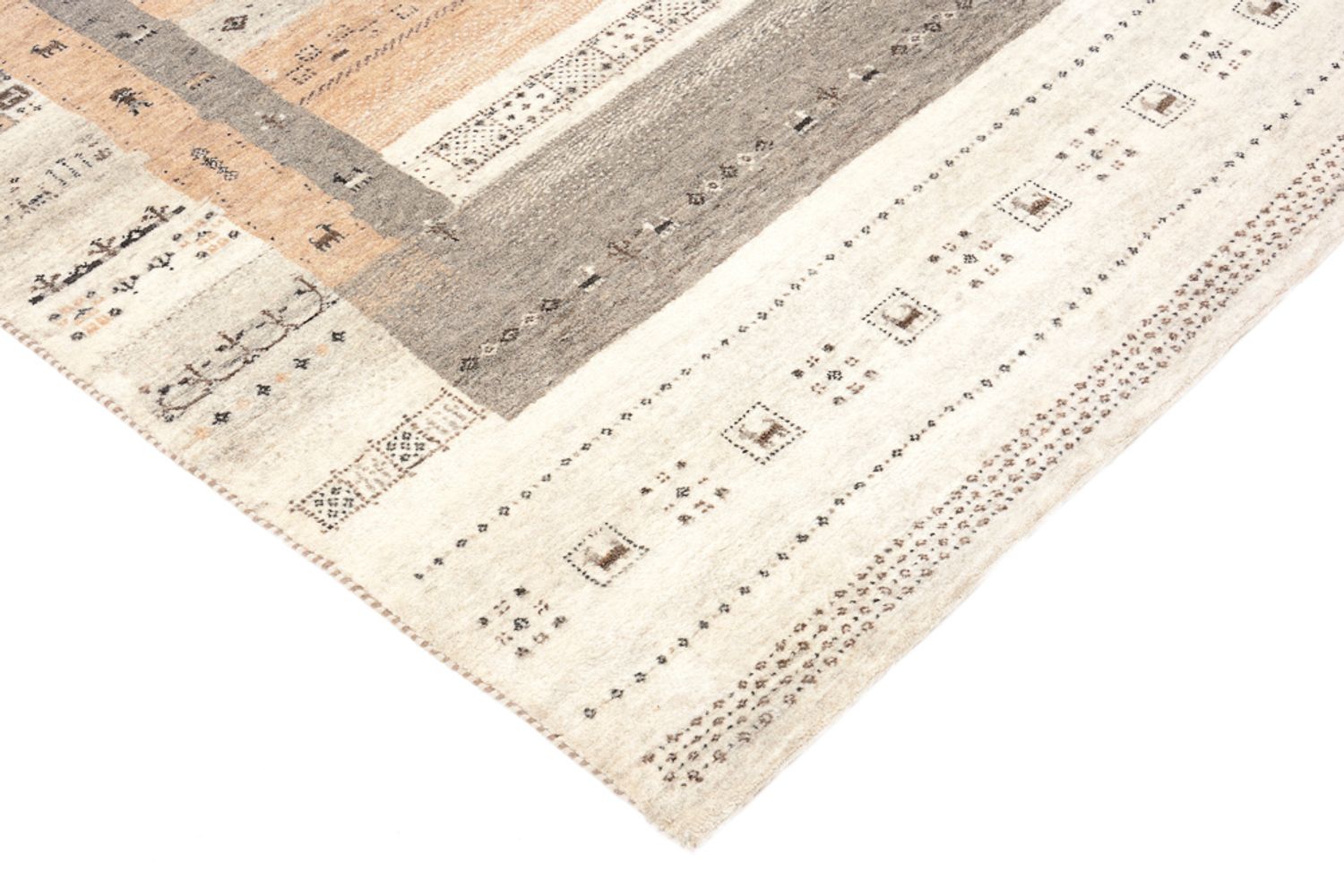 Gabbeh-tæppe - Loribaft Indus - 201 x 140 cm - mørk beige