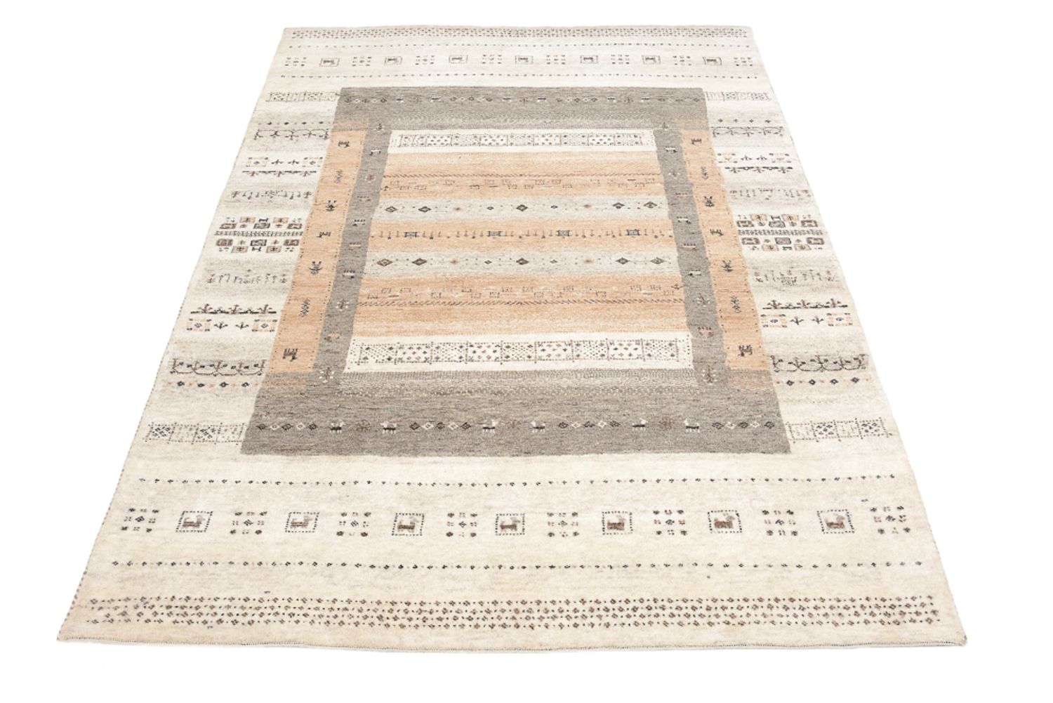 Gabbeh-tæppe - Loribaft Indus - 201 x 140 cm - mørk beige
