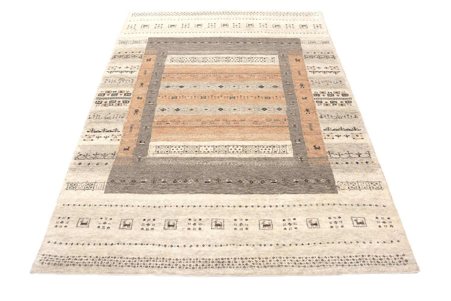 Gabbeh-tæppe - Loribaft Indus - 299 x 205 cm - mørk beige