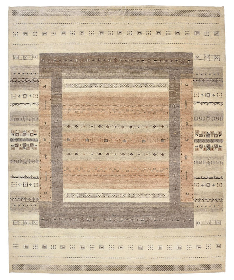 Gabbeh-tæppe - Loribaft Indus - 302 x 248 cm - mørk beige