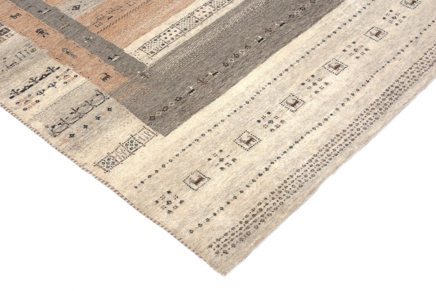Gabbeh-tæppe - Loribaft Indus - 302 x 248 cm - mørk beige