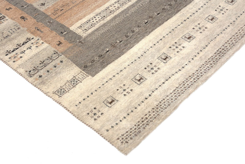 Gabbeh-tæppe - Loribaft Indus - 302 x 248 cm - mørk beige