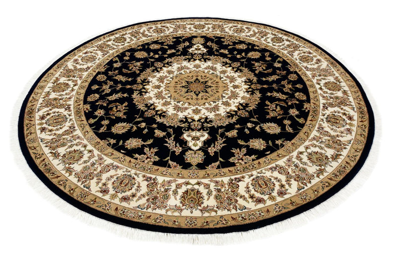 Orientalsk tæppe - Tabriz rundt  - 218 x 216 cm - mørkeblå