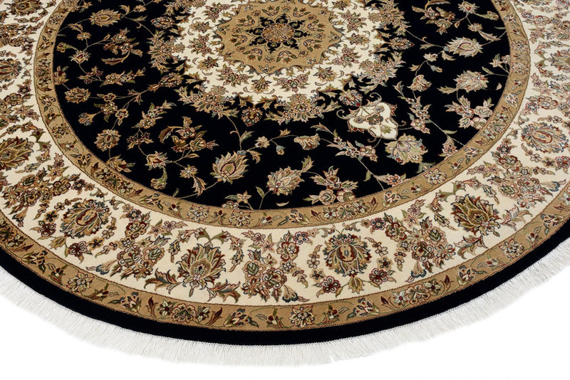 Orientalsk tæppe - Tabriz rundt  - 218 x 216 cm - mørkeblå