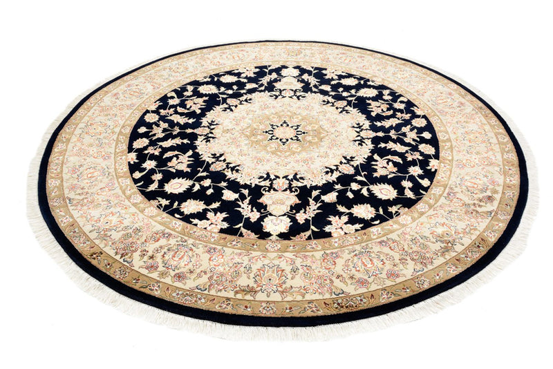 Orientalsk tæppe - Tabriz rundt  - 218 x 216 cm - mørkeblå
