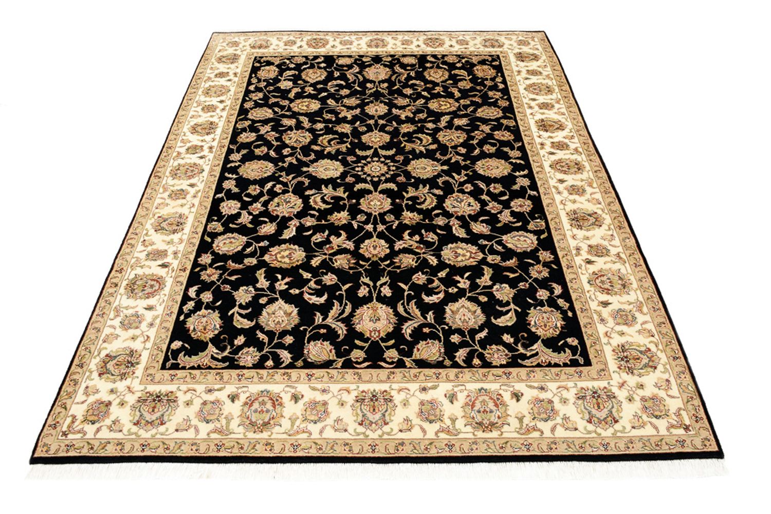 Orientalsk tæppe - Tabriz - 214 x 155 cm - mørkeblå