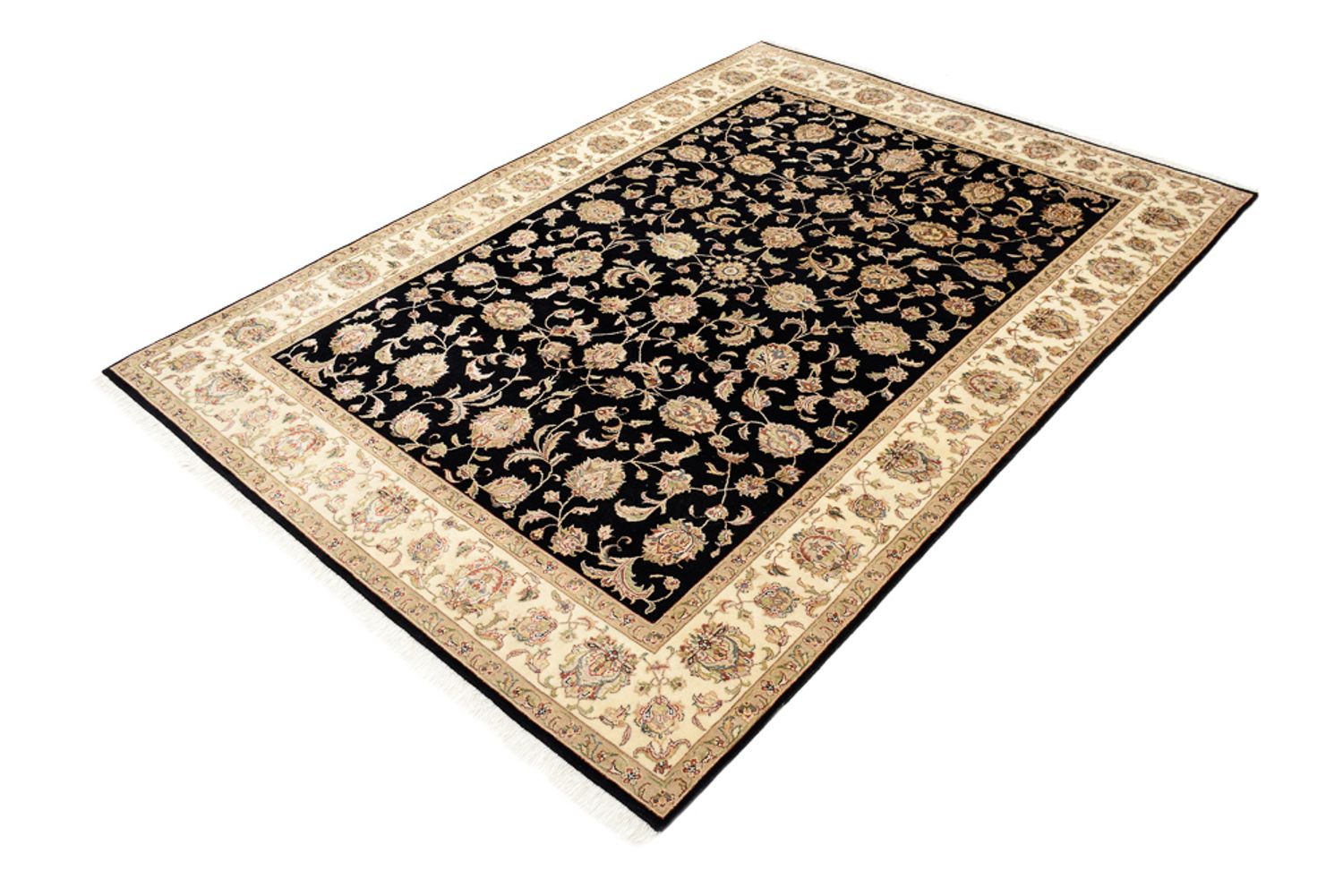 Orientalsk tæppe - Tabriz - 214 x 155 cm - mørkeblå