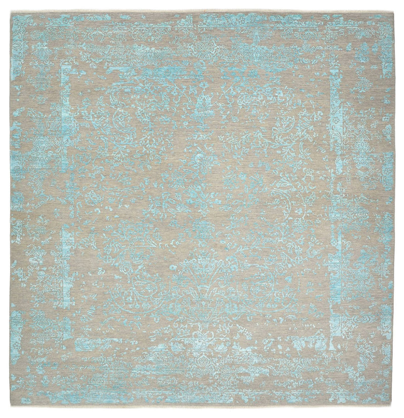 Designer tæppe firkantet  - 308 x 303 cm - lyseblå