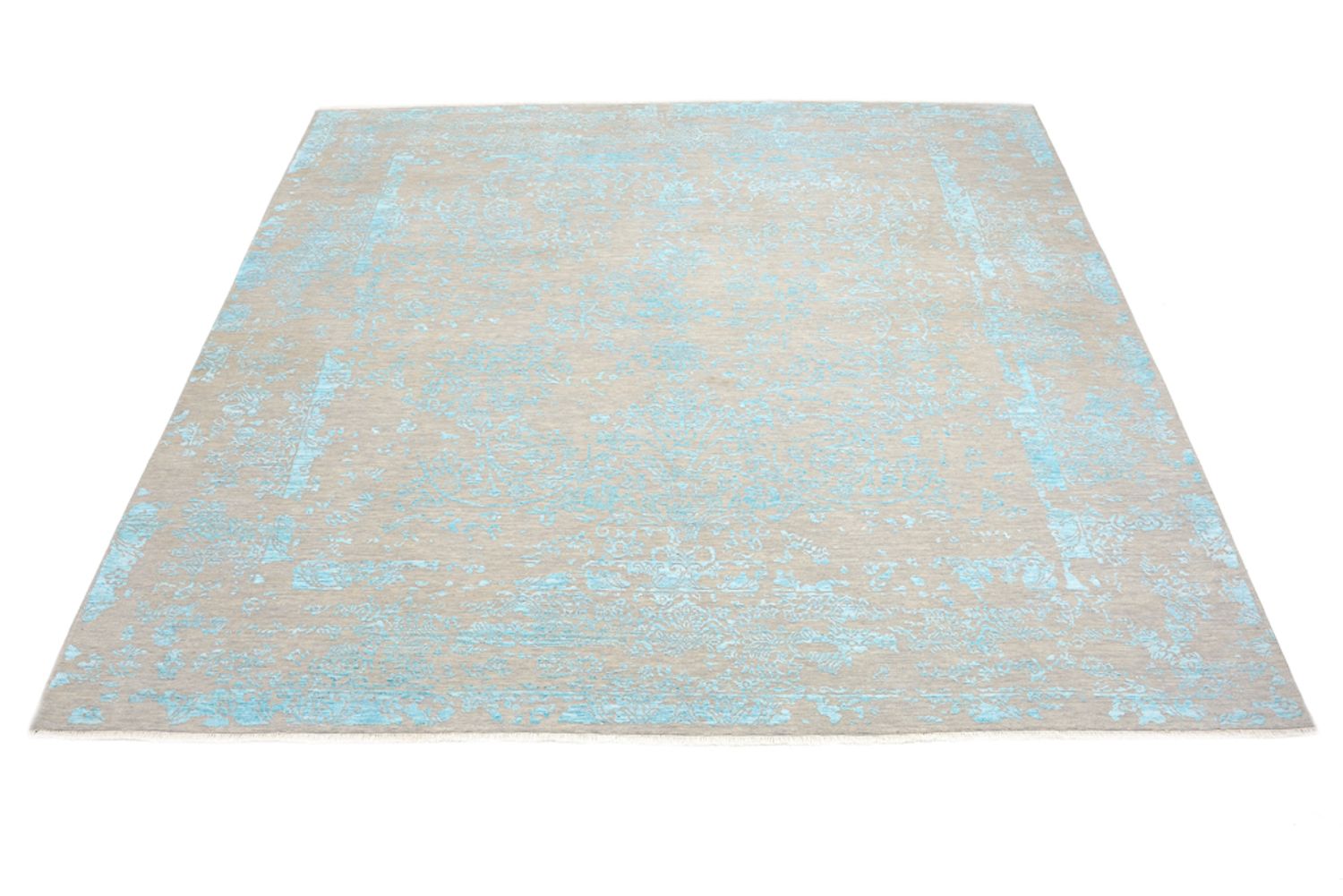 Designer tæppe firkantet  - 308 x 303 cm - lyseblå