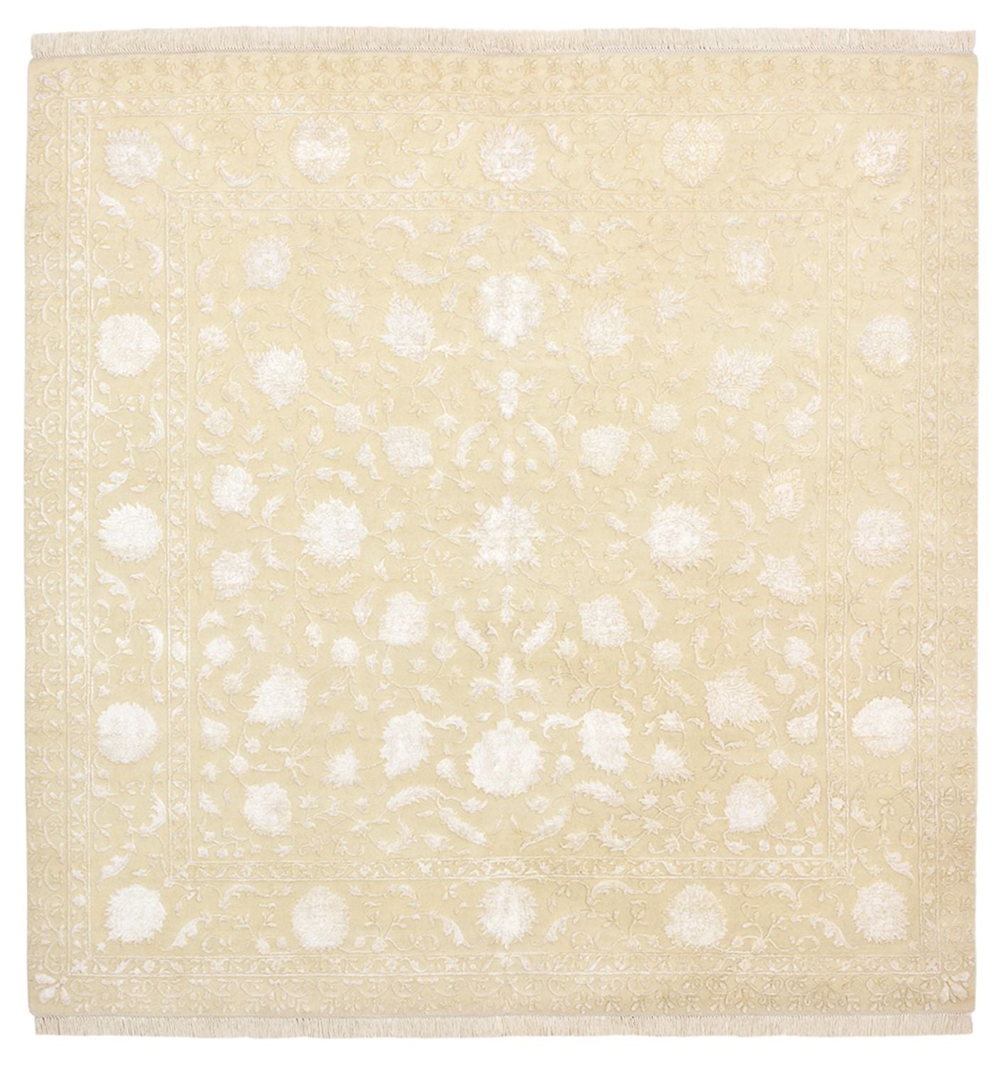 Orientalsk tæppe firkantet  - 206 x 205 cm - lys beige