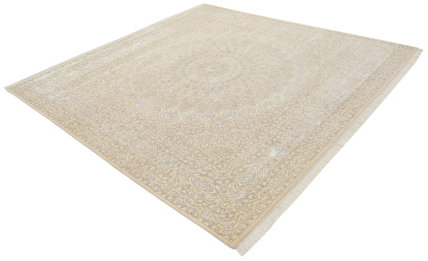 Orientalsk tæppe firkantet  - 246 x 245 cm - mørk beige
