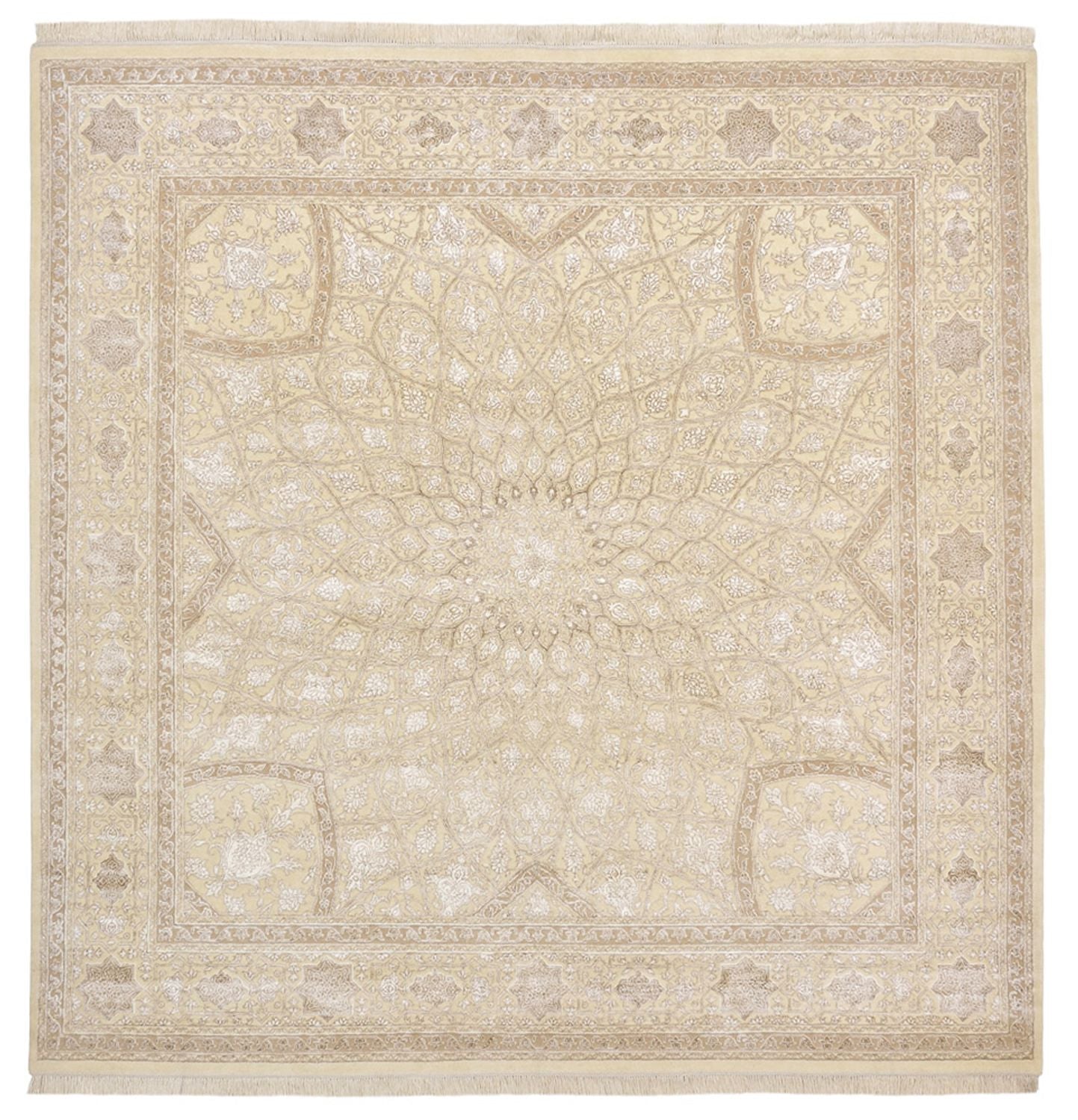 Orientalsk tæppe firkantet  - 251 x 249 cm - mørk beige