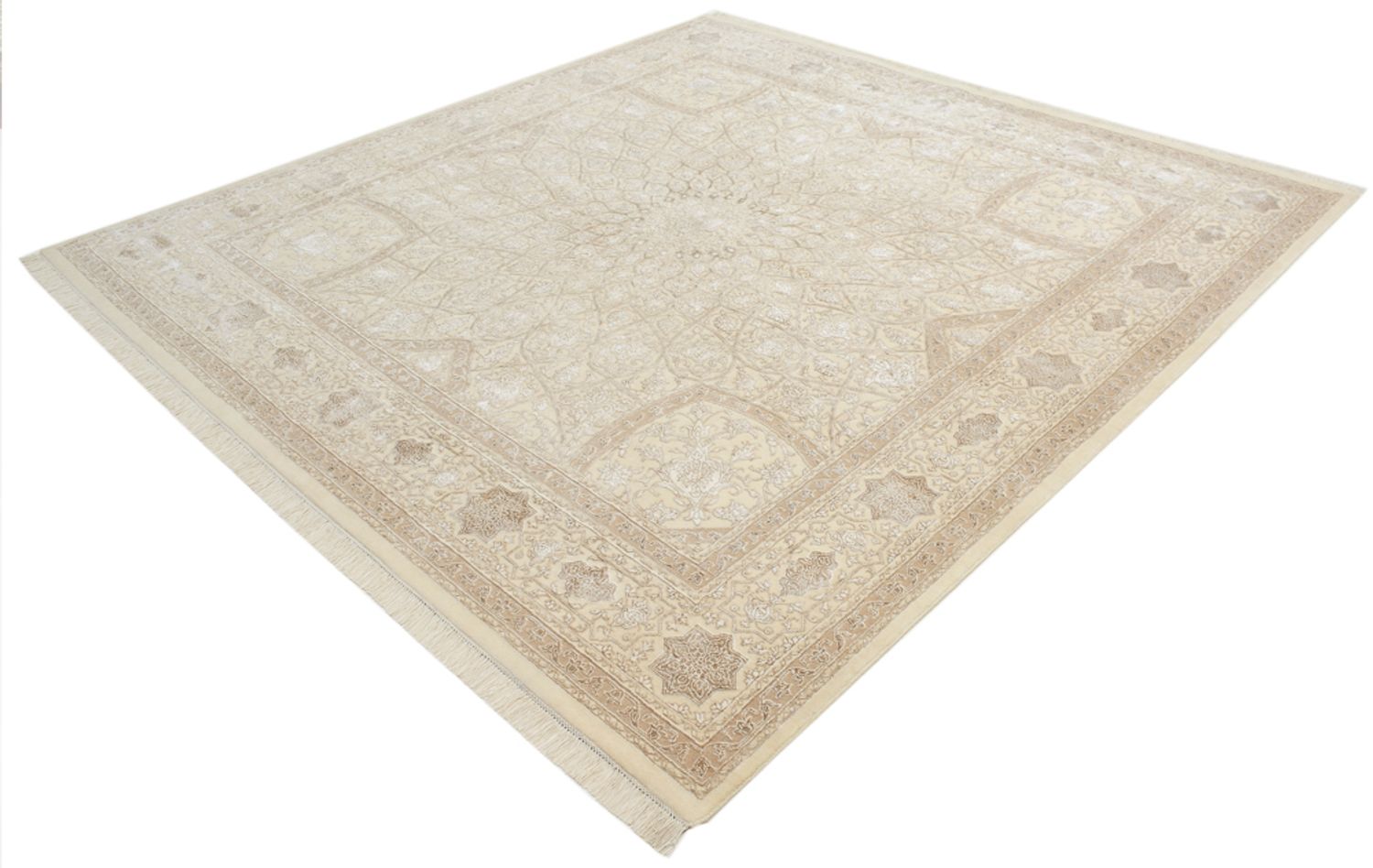 Orientalsk tæppe firkantet  - 251 x 249 cm - mørk beige