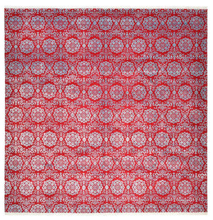 Designer tæppe firkantet  - 321 x 319 cm - lysrød