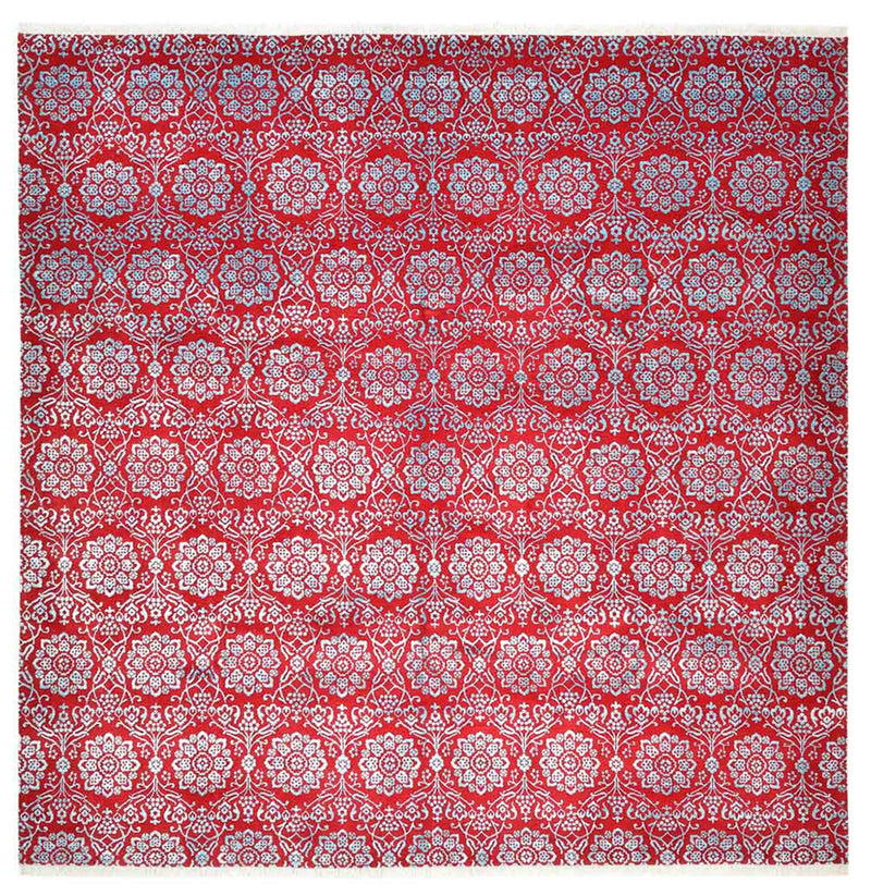 Designer tæppe firkantet  - 321 x 319 cm - lysrød