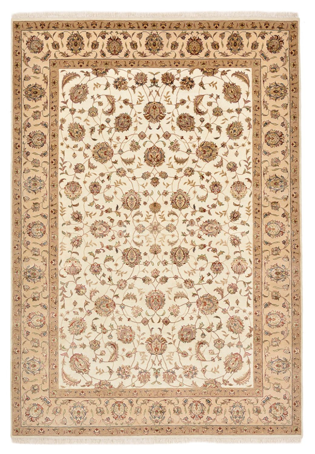 Orientalsk tæppe - Tabriz - 241 x 167 cm - lys beige