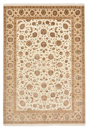 Orientalsk tæppe - Tabriz - 241 x 167 cm - lys beige