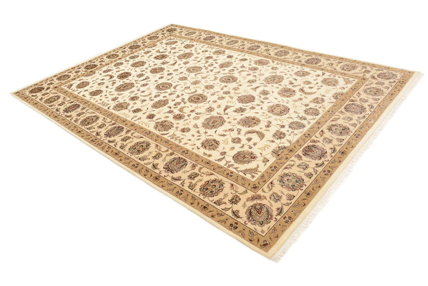 Orientalsk tæppe - Tabriz - 241 x 167 cm - lys beige