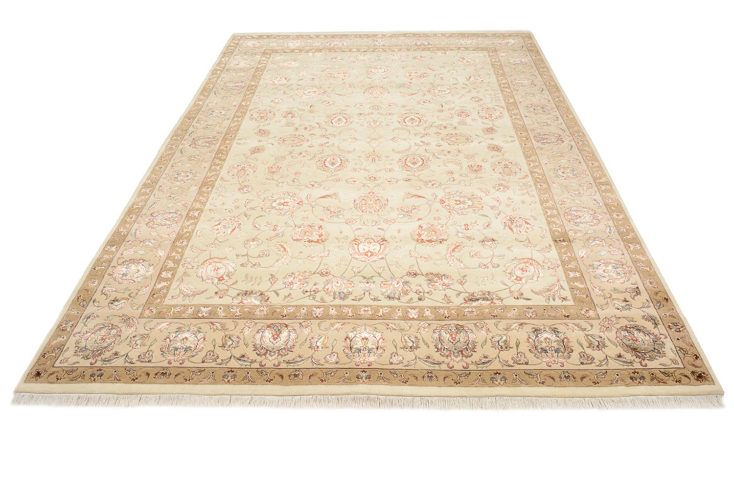 Orientalsk tæppe - Tabriz - 241 x 167 cm - lys beige