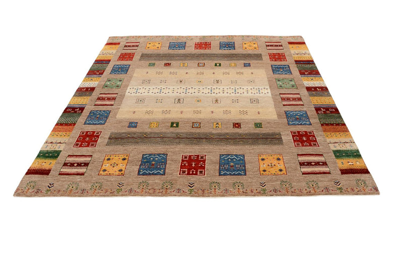 Gabbeh-tæppe - Loribaft Indus firkantet  - 203 x 201 cm - flerfarvet