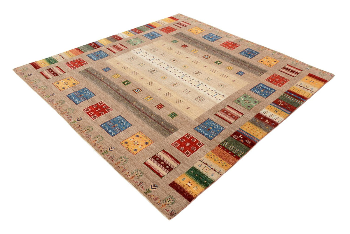 Gabbeh-tæppe - Loribaft Indus firkantet  - 203 x 201 cm - flerfarvet