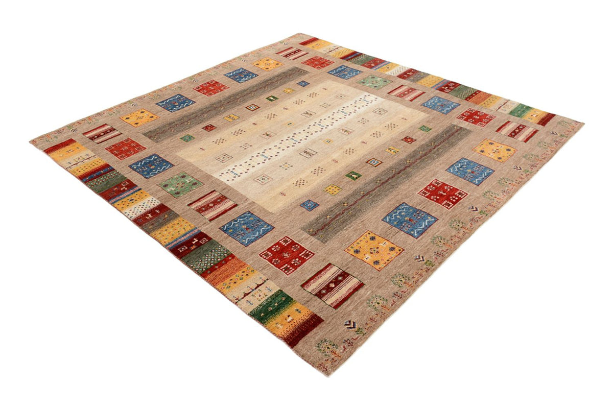 Gabbeh-tæppe - Loribaft Indus firkantet  - 203 x 201 cm - flerfarvet