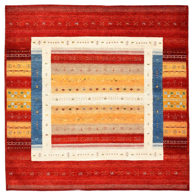 Gabbeh-tæppe - Loribaft Indus firkantet  - 251 x 248 cm - flerfarvet