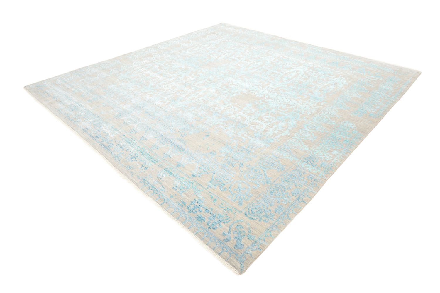 Designer tæppe firkantet  - 309 x 301 cm - lyseblå