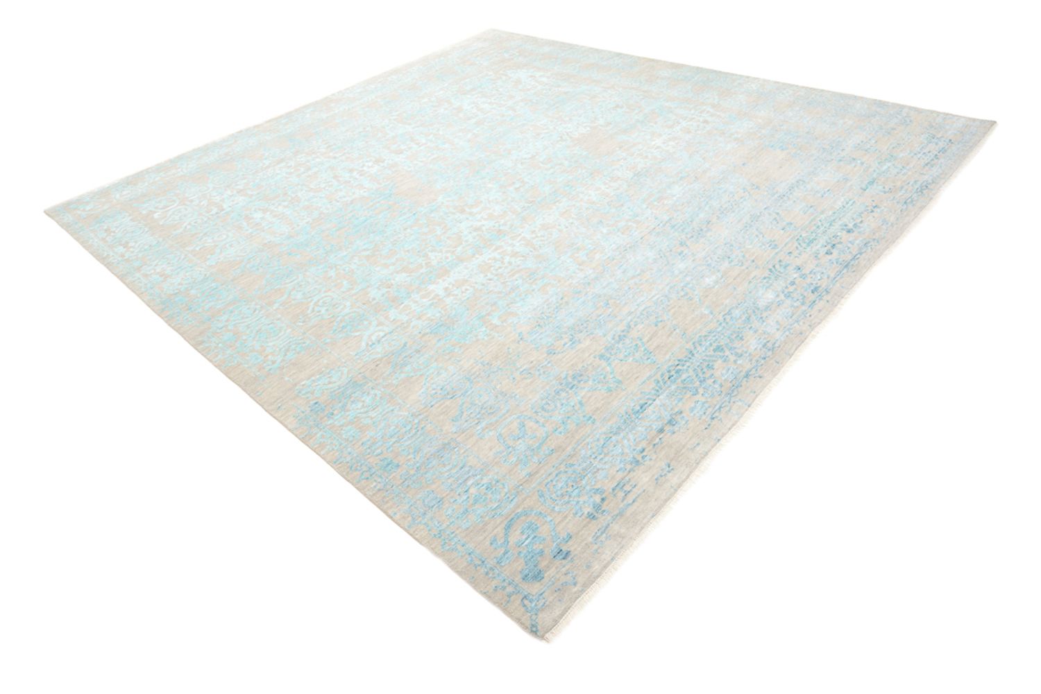 Designer tæppe firkantet  - 309 x 301 cm - lyseblå