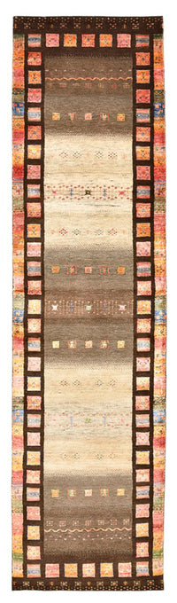 Løber Gabbeh-tæppe - Loribaft Indus - 306 x 80 cm - mørk beige