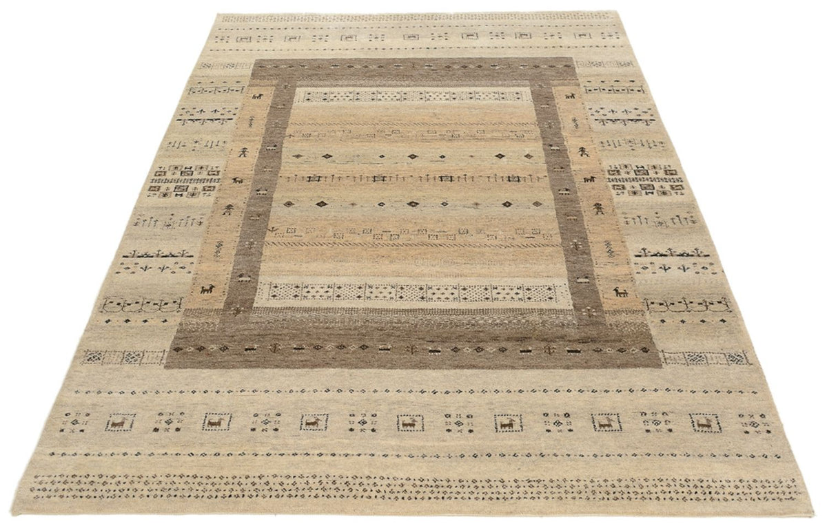 Gabbeh-tæppe - Loribaft Indus - 203 x 146 cm - mørk beige