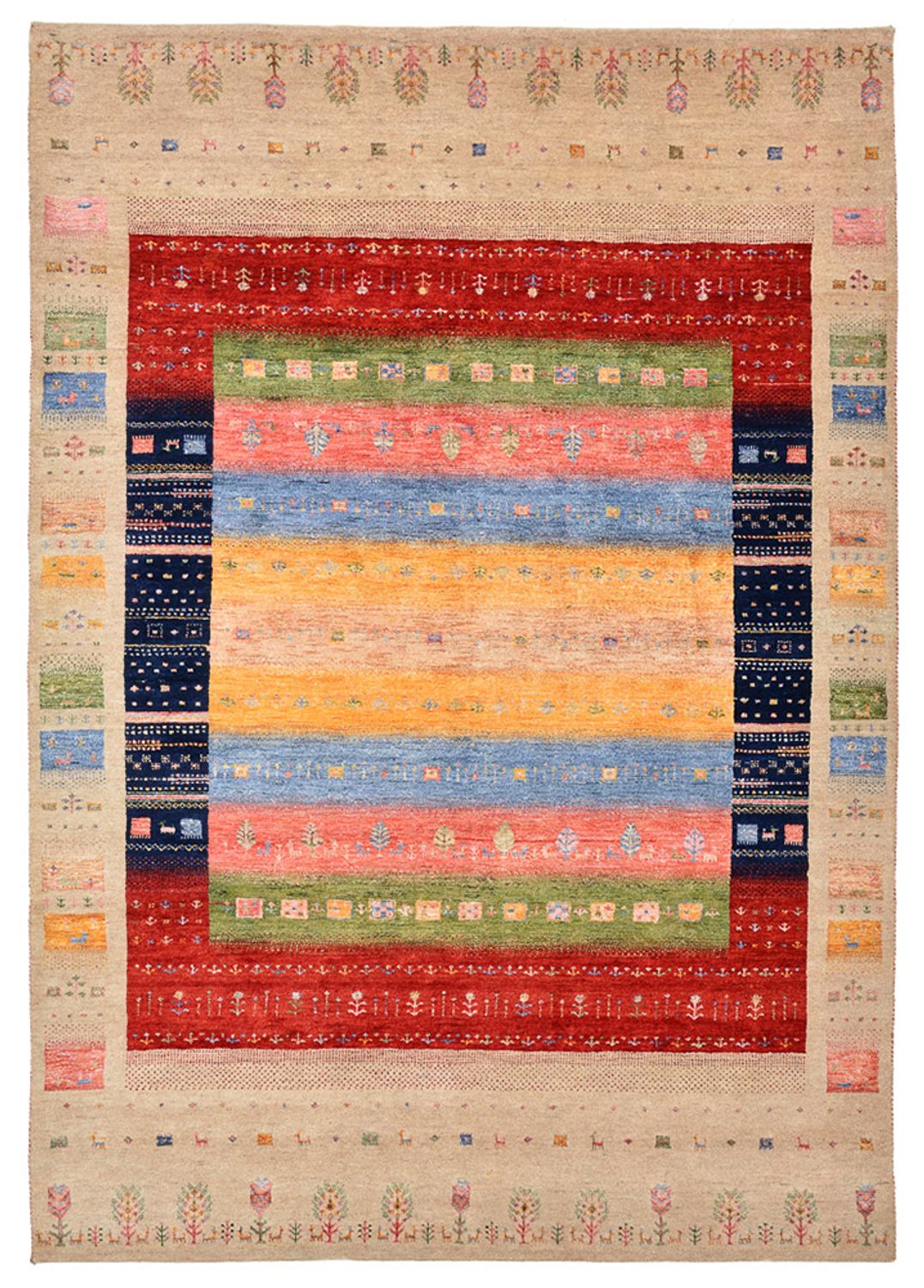 Gabbeh-tæppe - Loribaft Indus - 244 x 173 cm - flerfarvet