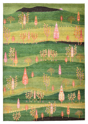 Gabbeh-tæppe - Loribaft Indus - 247 x 172 cm - grøn