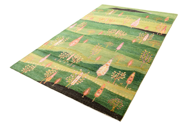 Gabbeh-tæppe - Loribaft Indus - 247 x 172 cm - grøn