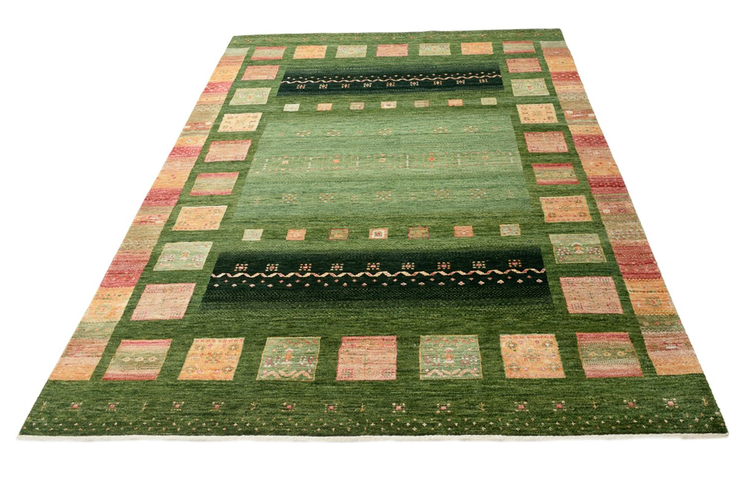 Gabbeh-tæppe - Loribaft Indus - 238 x 173 cm - grøn