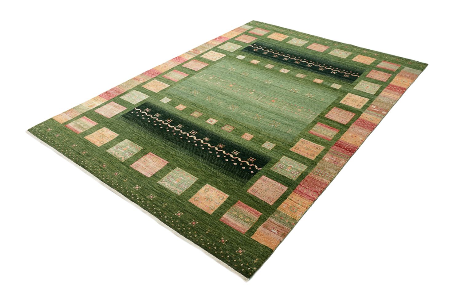 Gabbeh-tæppe - Loribaft Indus - 238 x 173 cm - grøn