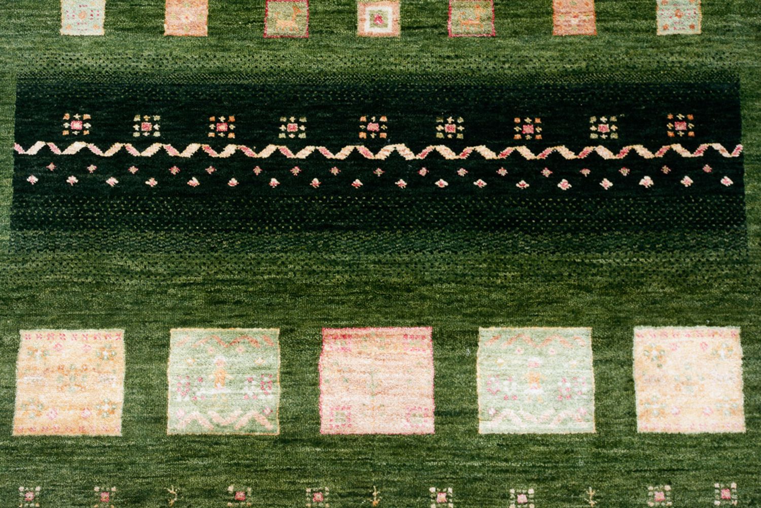 Gabbeh-tæppe - Loribaft Indus - 238 x 173 cm - grøn