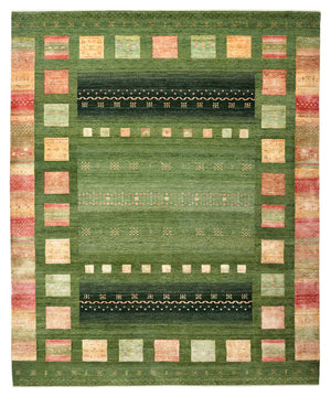 Gabbeh-tæppe - Loribaft Indus - 302 x 248 cm - grøn