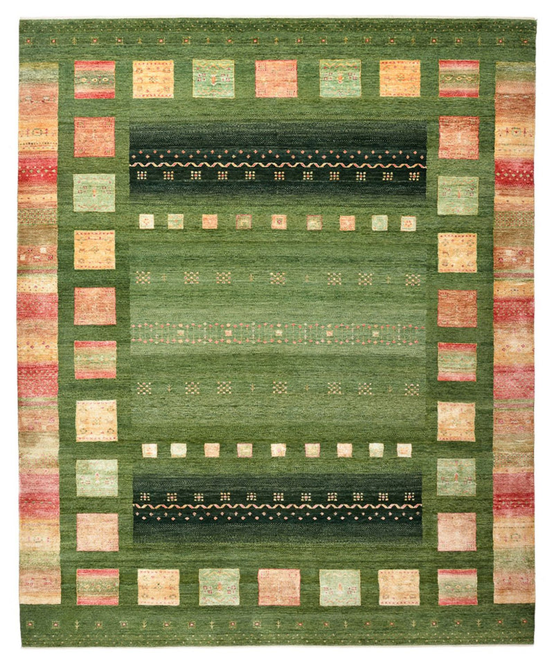Gabbeh-tæppe - Loribaft Indus - 302 x 248 cm - grøn