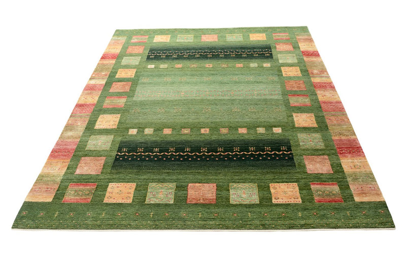 Gabbeh-tæppe - Loribaft Indus - 302 x 248 cm - grøn