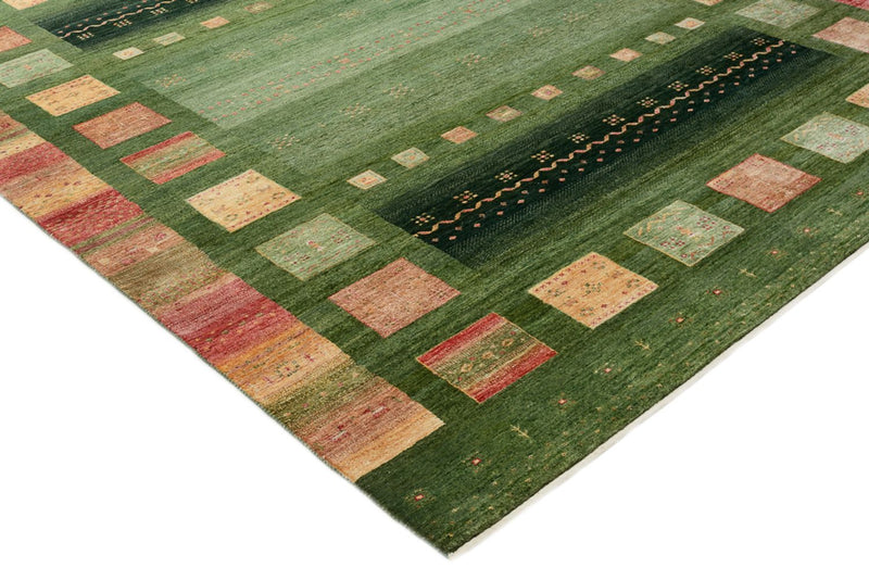 Gabbeh-tæppe - Loribaft Indus - 302 x 248 cm - grøn