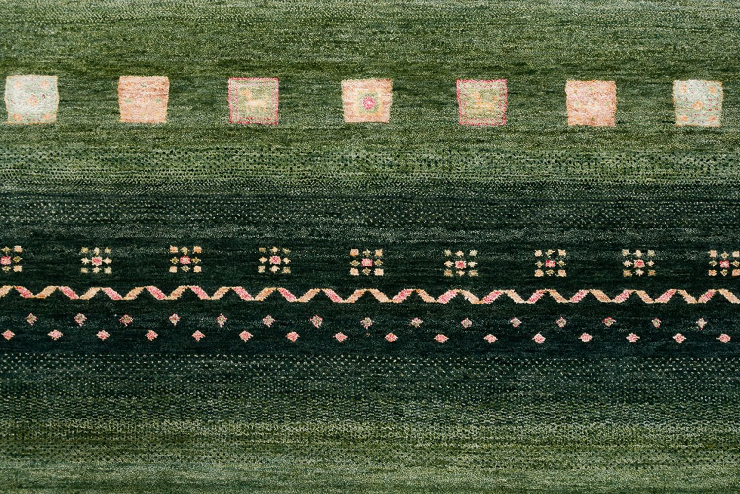 Gabbeh-tæppe - Loribaft Indus - 302 x 248 cm - grøn