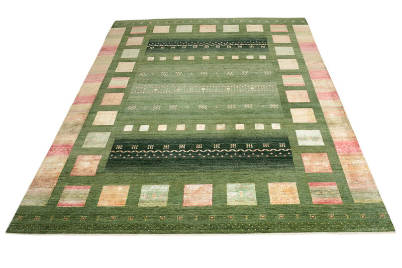Gabbeh-tæppe - Loribaft Indus - 302 x 248 cm - grøn