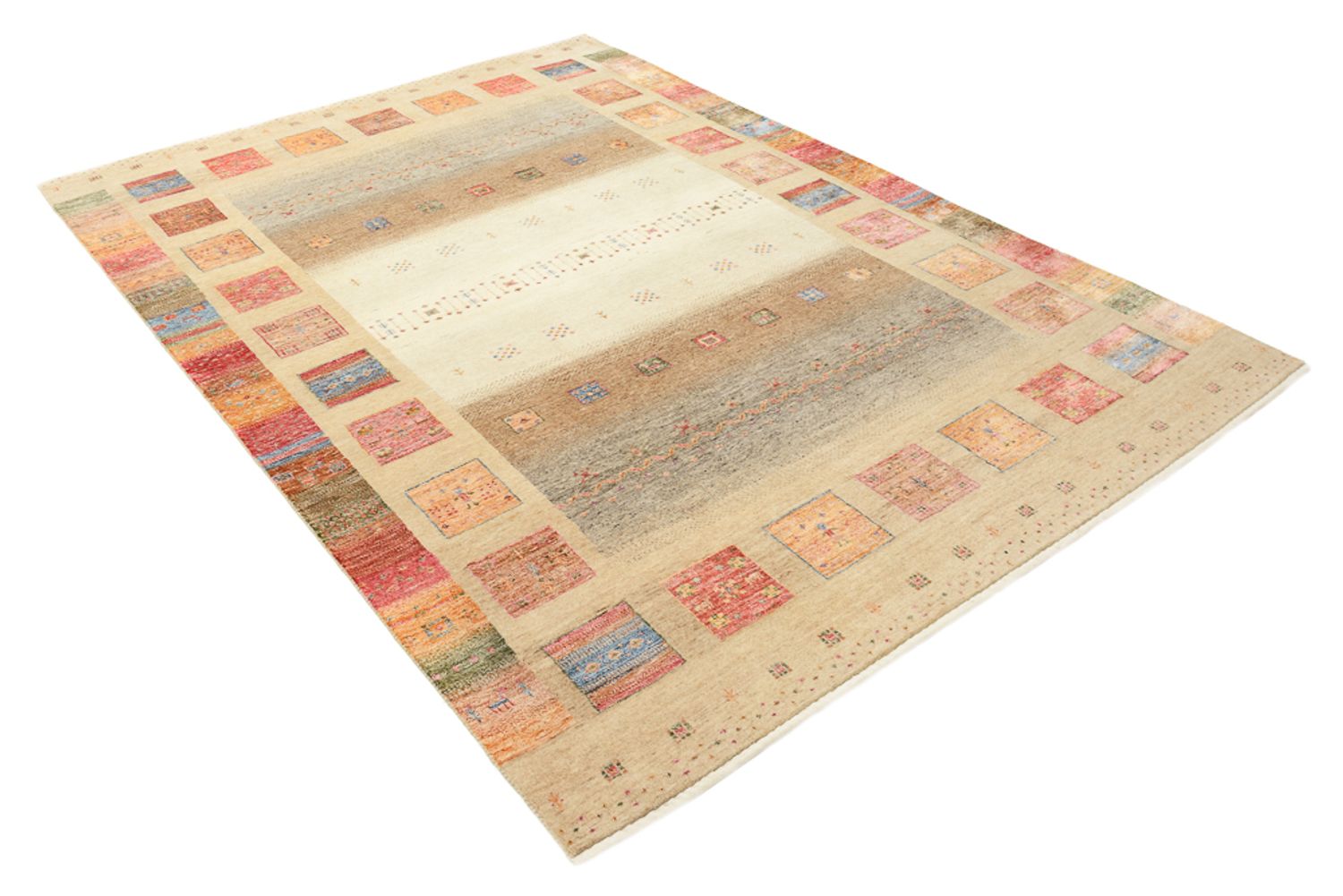Gabbeh-tæppe - Loribaft Indus - 255 x 173 cm - mørk beige