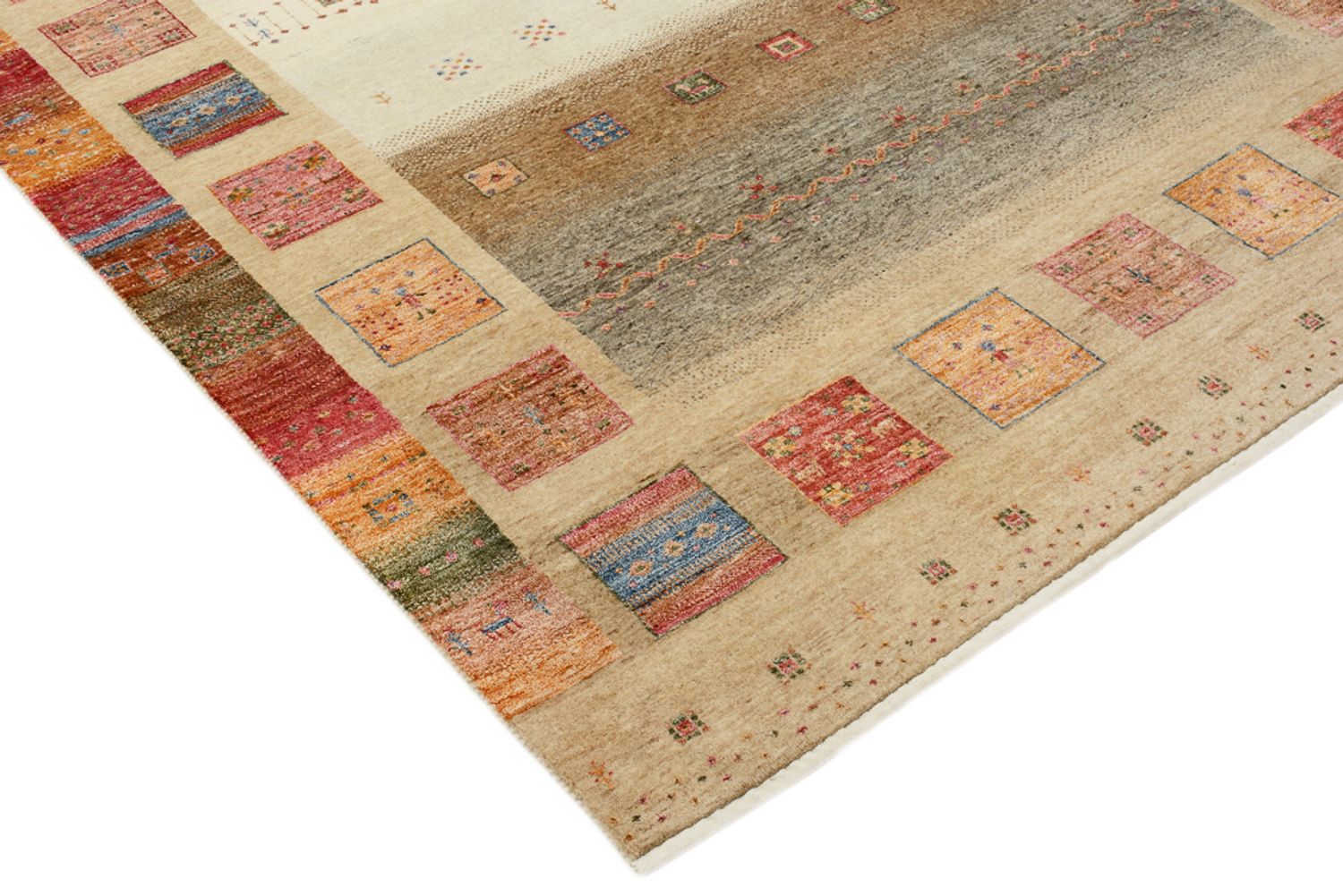 Gabbeh-tæppe - Loribaft Indus - 255 x 173 cm - mørk beige